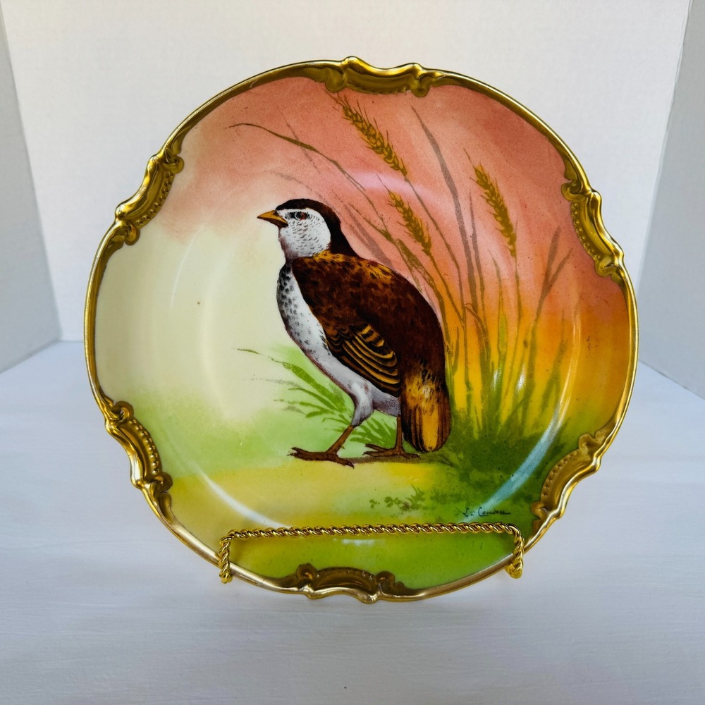 George Borgfeldt Coronet Limoges Pheasant Charger Wall Plate L. Coudert c.1910